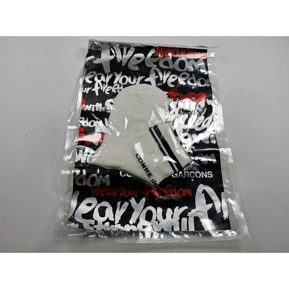 Comme des Garcons Logo White Stripe Quarter Socks Japan Size L